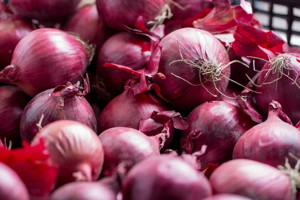 sepet içinde birçok kırmızı soğan yakın çekim