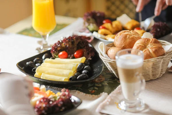 Detaljer Färsk Frukost Serveras För Personer — Stockfoto