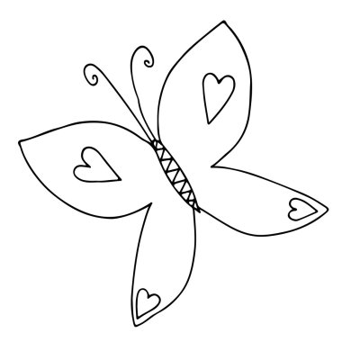 Siyah çizgi butterfly tattoo, boyama kitabı için 