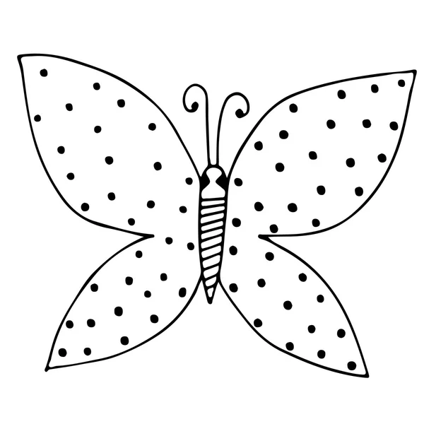 Черная линия бабочки для татуировки, раскраска для взрослых — стоковый вектор