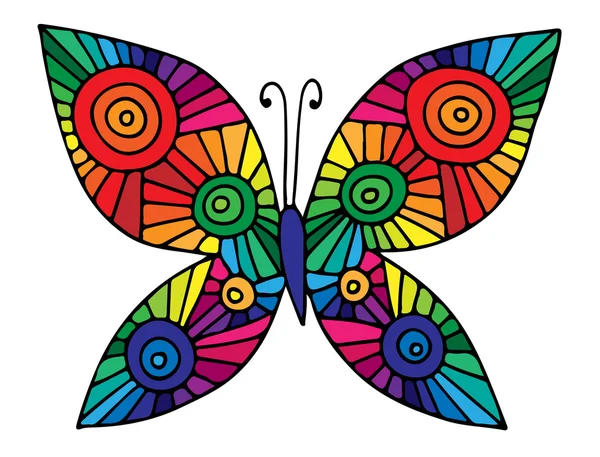 Bunte abstrakte Schmetterling für Grußkarte, Malbuch, in — Stockvektor