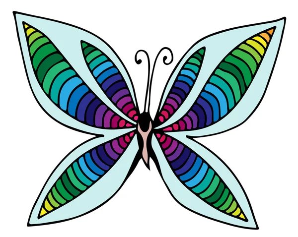 Papillon abstrait coloré de ligne noire pour différentes cartes — Image vectorielle