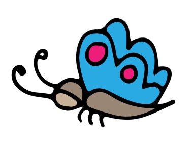 Dövme, boyama kitabı için mavi kelebek 