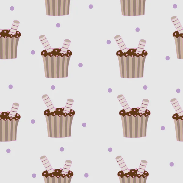 无缝模式与巧克力蛋糕 — 图库矢量图片