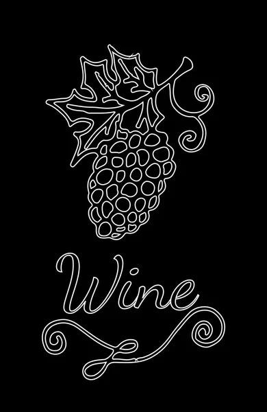 Șablon linie albă emblemă de vin — Vector de stoc