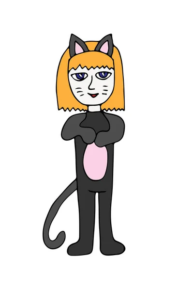 Kedi takım elbise renkli küçük kız — Stok Vektör