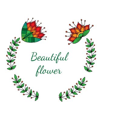 Soyut çiçek ile yuvarlak çerçeve