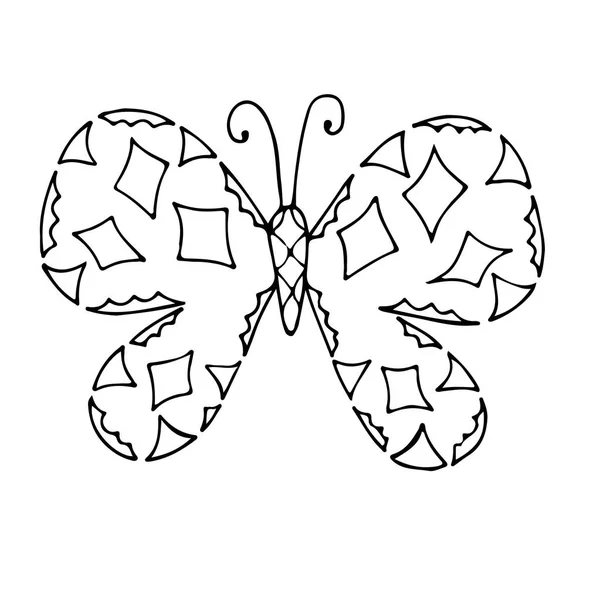 Abstrait isolé noir ligne papillon — Image vectorielle