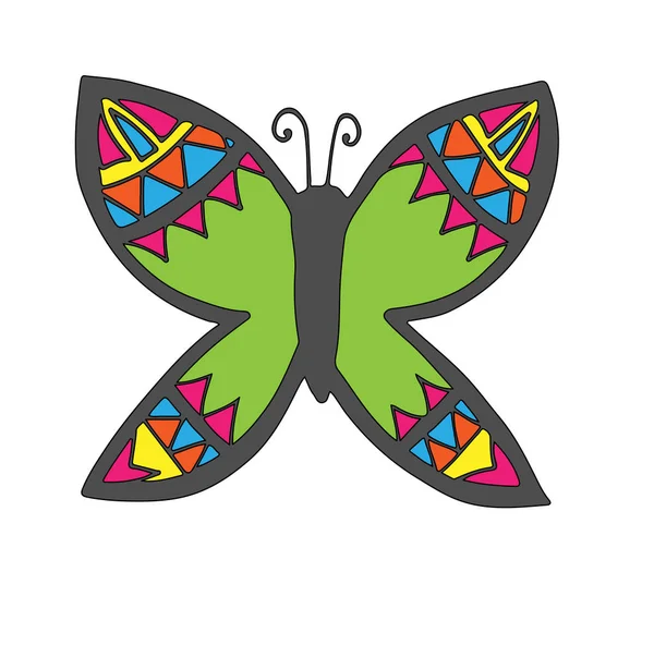 Papillon coloré pour tatouage, livre à colorier — Image vectorielle