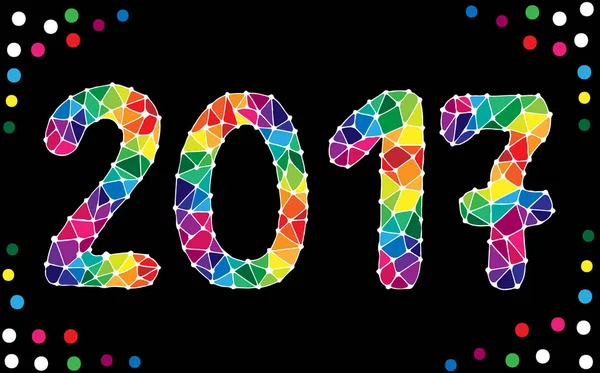 Colorido Feliz Año Nuevo 2017 cubierta del calendario en negro — Vector de stock