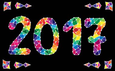 Siyah renkli mutlu yeni yıl 2017 takvim kapak