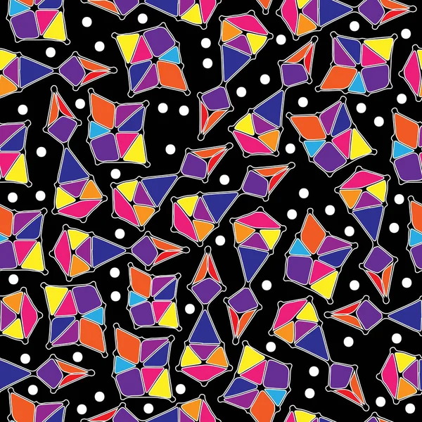 Patrón sin costura colorido abstracto en el fondo negro — Archivo Imágenes Vectoriales