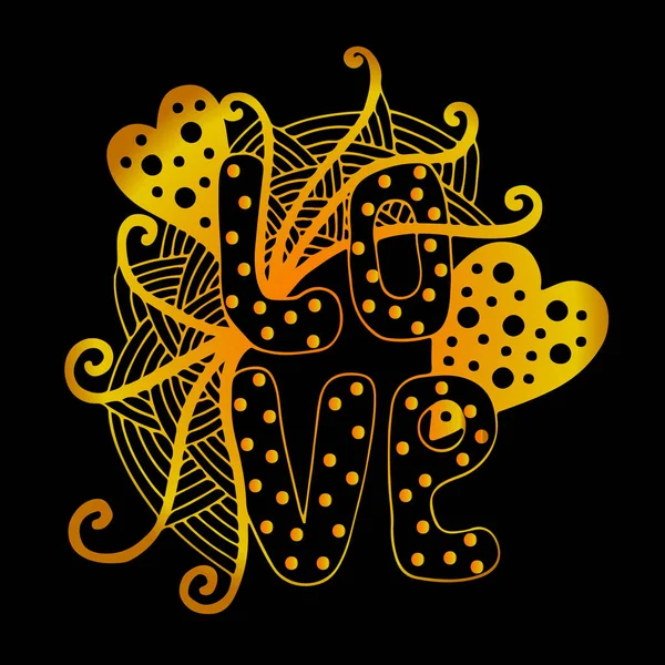 Letras abstractas del amor del oro aisladas — Vector de stock