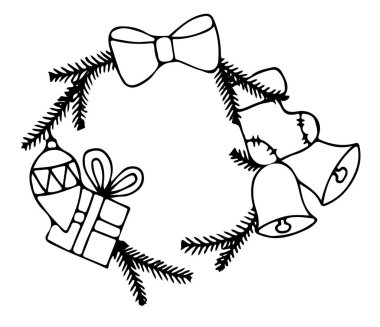 Noel ve mutlu yeni yıl tebrik dekoratif çerçeve