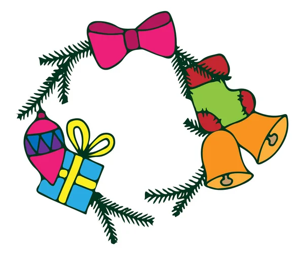 Noël coloré et bonne année saluant cadre décoratif — Image vectorielle
