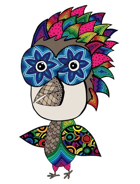 Pássaro abstrato colorido para livro de colorir para adultos ou crianças — Vetor de Stock