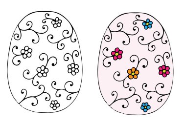 Elle çizilmiş Paskalya yortusu yumurta çiçek