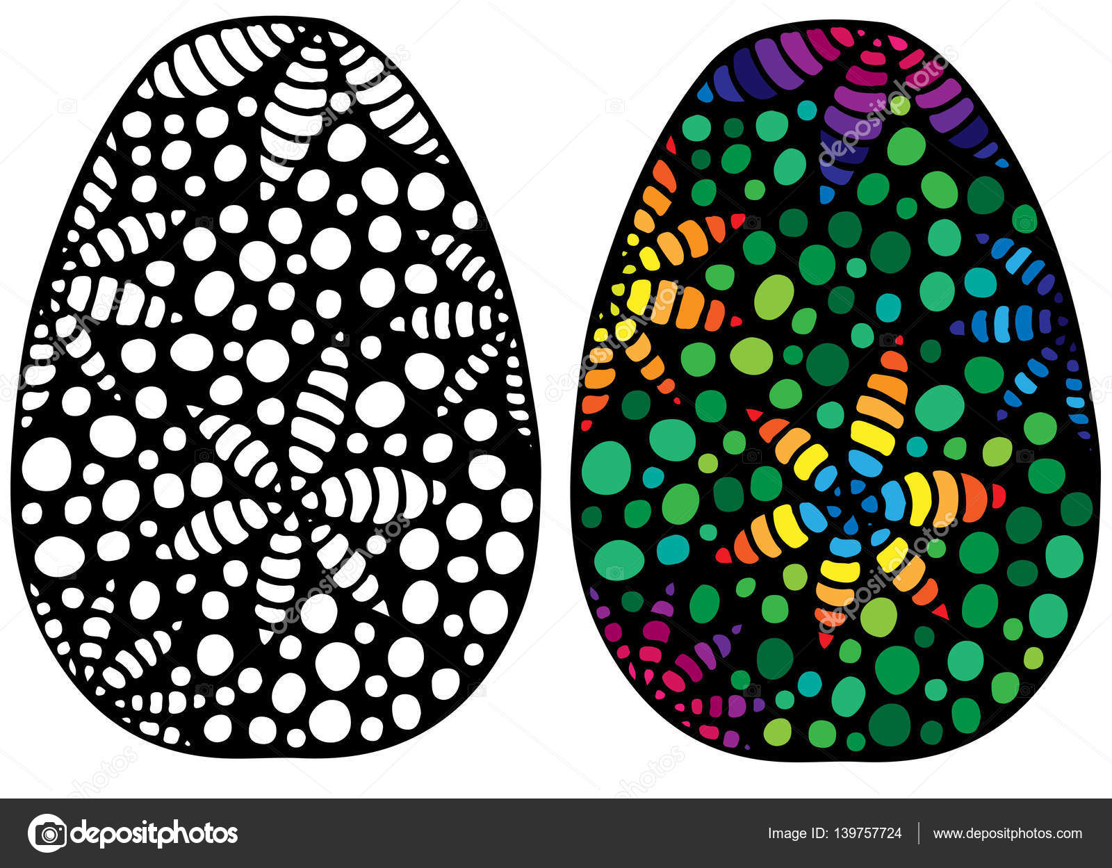 Mano disegnato uovo di Pasqua con fiori colorati per coloritura per adulto ed elementi di design Pu² essere utilizzato per carta invito poster