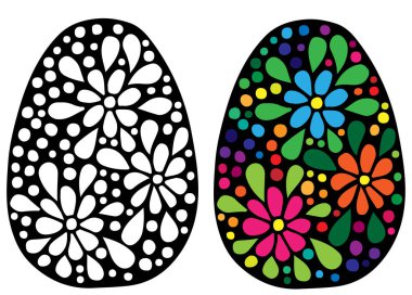 Küçük çiçek ile el çekilmiş Paskalya yortusu yumurta