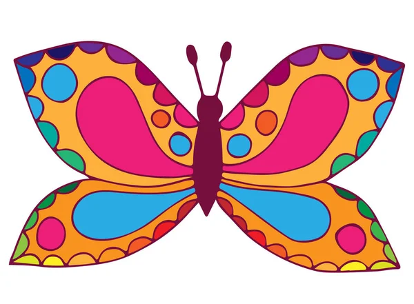 Mariposa colorida abstracta para colorear libro, tatuaje — Vector de stock