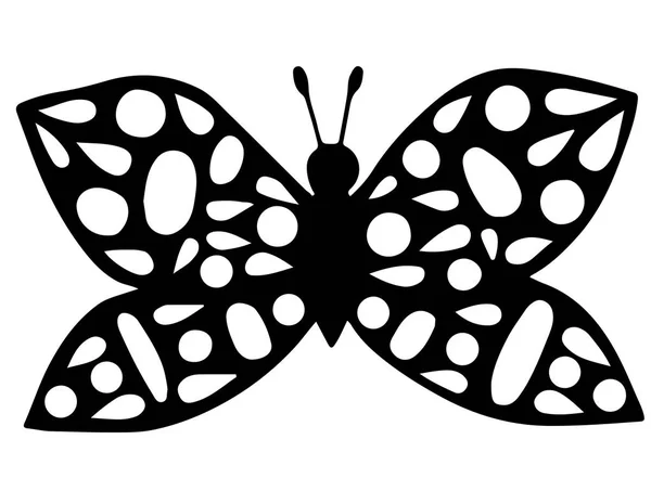 Mariposa de línea negra para tatuaje, libro para colorear — Vector de stock