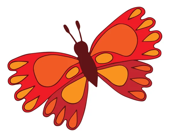 Papillon rouge pour livre à colorier, tatouage — Image vectorielle
