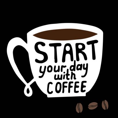 Beyaz Kupası kahve metin ile güne başlayın