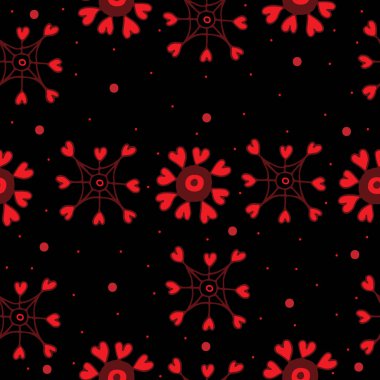 Siyah arka plan üzerine kalp ile Seamless Modeli