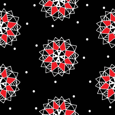 Siyah arka plan üzerine süslü öğesi ile Seamless Modeli