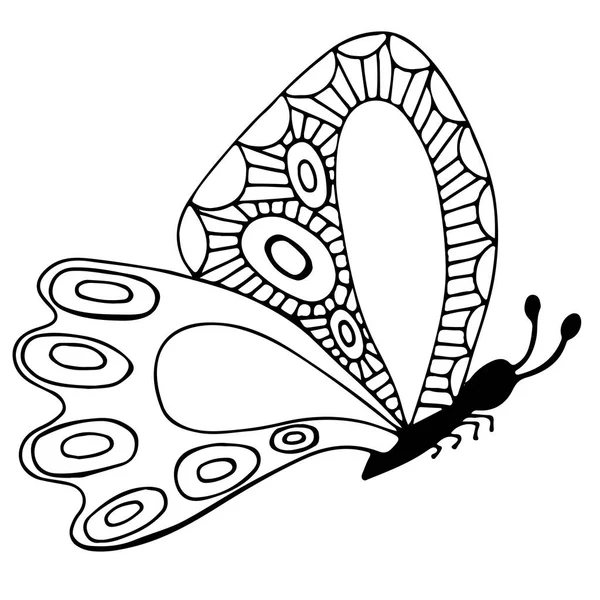 Astratto linea nera farfalla isolata — Vettoriale Stock