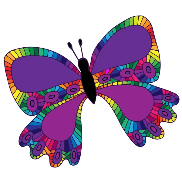 Lilas papillon isolé avec motif abstrait sur l'aile pour t — Image vectorielle