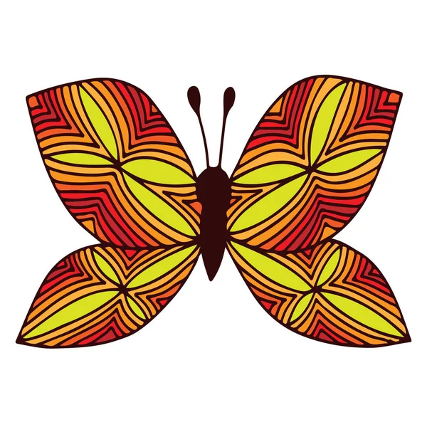 Pomarańczowy motyl na białym tle z abstrakcyjny wzór na skrzydle dla — Wektor stockowy