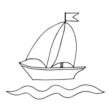 Siyah çizgi gemi boyama kitabı için 