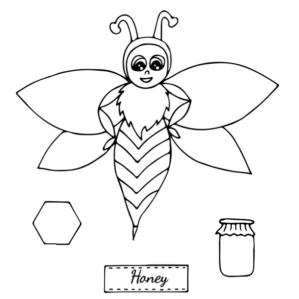 Симпатичная пчела на белом фоне — стоковый вектор