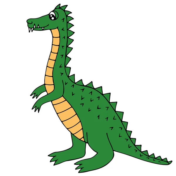Niedlichen grünen Dinosaurier oder Drachen isoliert auf dem weißen Hintergrund — Stockvektor