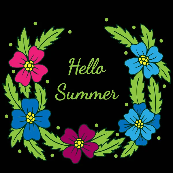 Grinalda colorida com flor e texto Hello Summer — Vetor de Stock