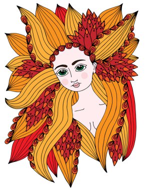 Güzellik renkli kadın portre ile soyut süslü tasarlamak t