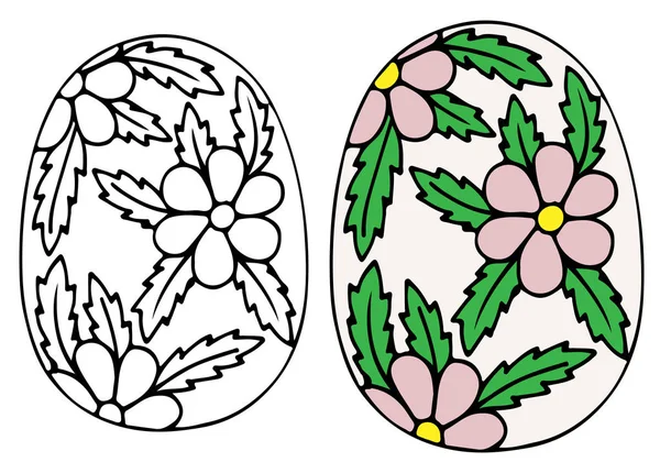 Вектор пасхального яйца с розовым цветком — стоковый вектор