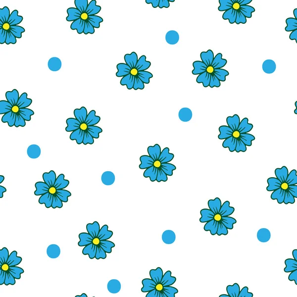 Vetor padrão floral sem costura simples com pequena flor azul — Vetor de Stock