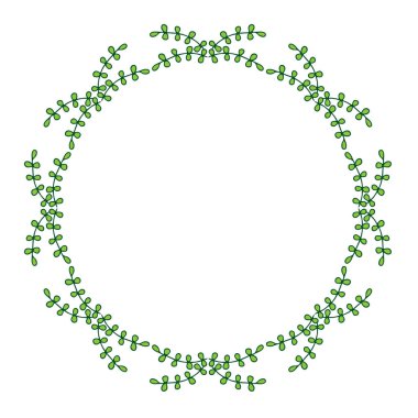 İzole basit yeşil yaprak çerçeve beyaz zemin üzerine