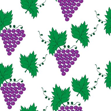 Beyaz backgr üzerinde sorunsuz desenli yaprakları ve üzüm asma