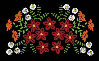 Nakış dikiş taklit moda desen renkli halk ile