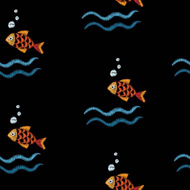 Dikiş Nakış ile Seamless modeli taklit balık ve wav