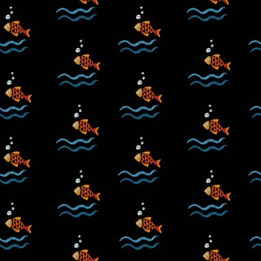 Dikiş Nakış ile Seamless modeli taklit küçük balık 