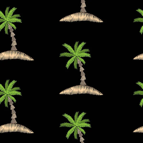 Motif sans couture avec broderie points imitation palmier — Image vectorielle
