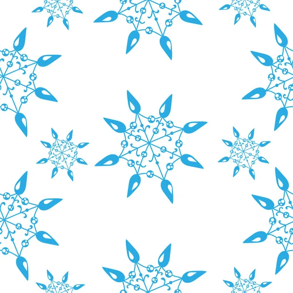 冬天雪花无缝模式在白色的背景 — 图库矢量图片
