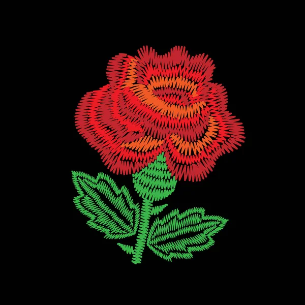 Stickereien imitieren eine große rote Rose — Stockvektor