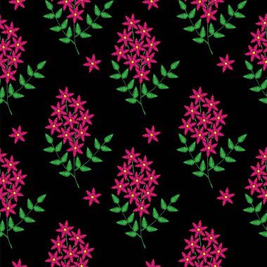 Taklit ile küçük pembe çiçek nakış dikiş