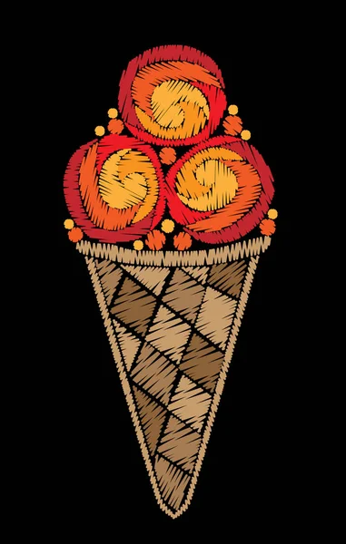 Crème glacée broderie points imitation — Image vectorielle