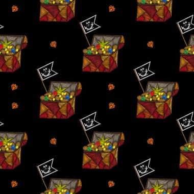 Küçük korsan gövde ve korsanlar ile Seamless Modeli embro bayrak